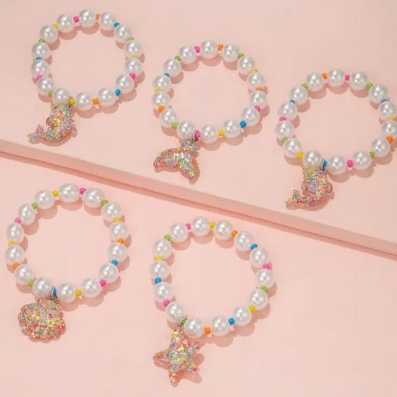 5pcs Girls Marine Style Pearl Bracelet ✨NEW✨ - Picture 3 of 5